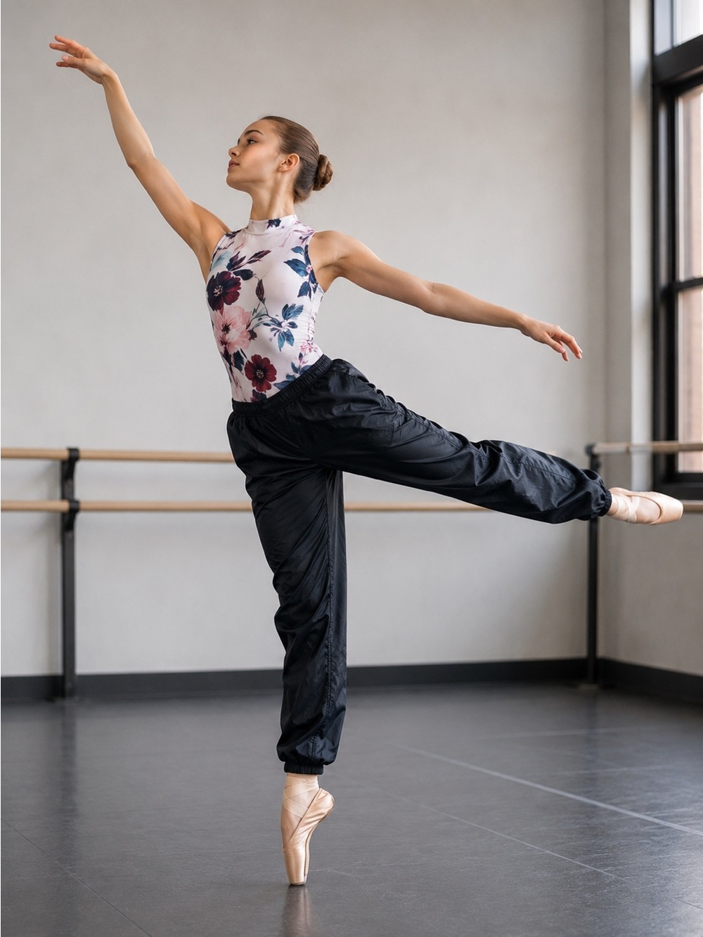 Bloch CHM Black Ripstop Dance Warm-Up Pants Child Medium Elastic Waist Ballet